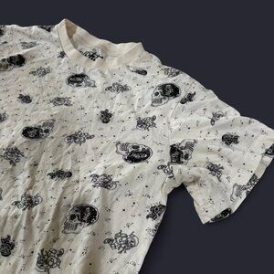 Black and white/cream skull astronaut T-shirt Eighty Eight 100% Cotton Men Large